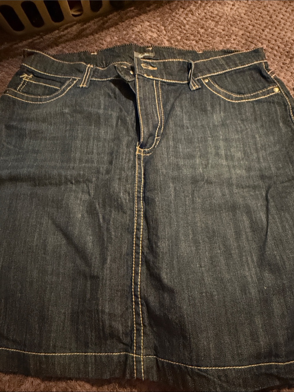 Cabela's Dark Blue Denim Skirt with Contrast Stitching